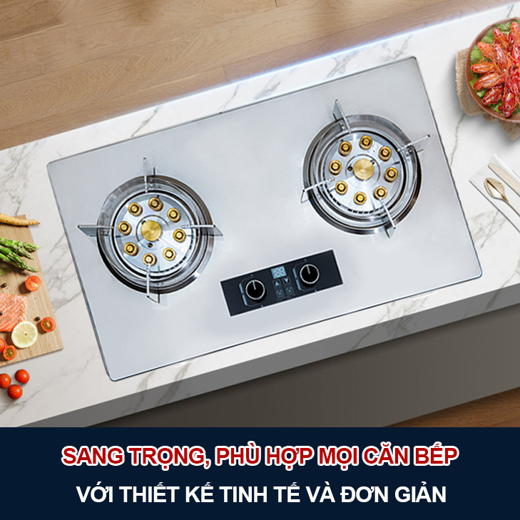 Bếp Gas Đôi Công Nghệ Nhật Bản GZ499 DHT HOME, Có Kiềng Chắn Gió Và Tích hợp chế độ hẹn giờ,tự động 