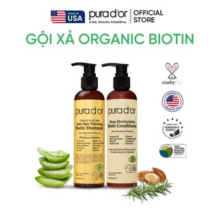 Combo gội xả hỗ trợ giảm rụng tóc, hỗ trợ mọc tóc biotin gold label pura d'or 236ml