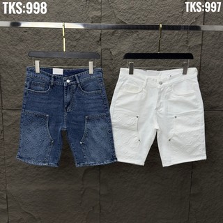 Quần jean short nam dập nổi  logo nổi bật(chất jean cotton hình thật shop tự chụp) hàng cao cấp
