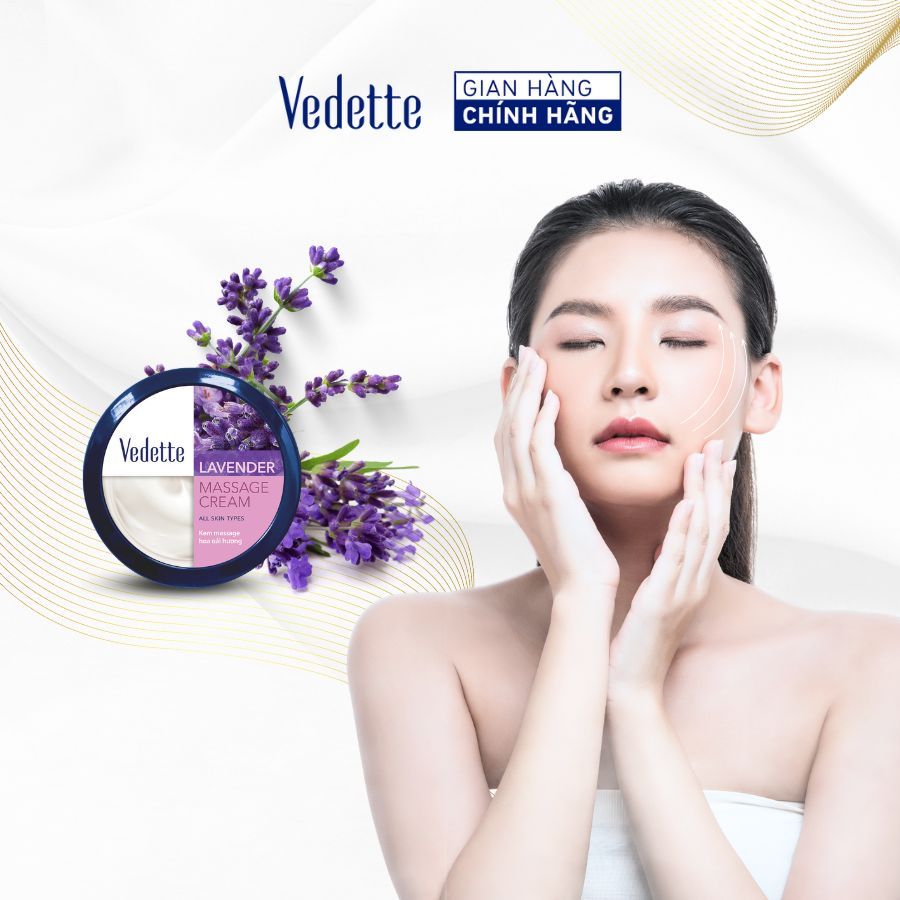 Kem massage mặt và body Lavender Vedette 145ml giúp mềm mại và ẩm mượt da, thư giãn như ở spa.