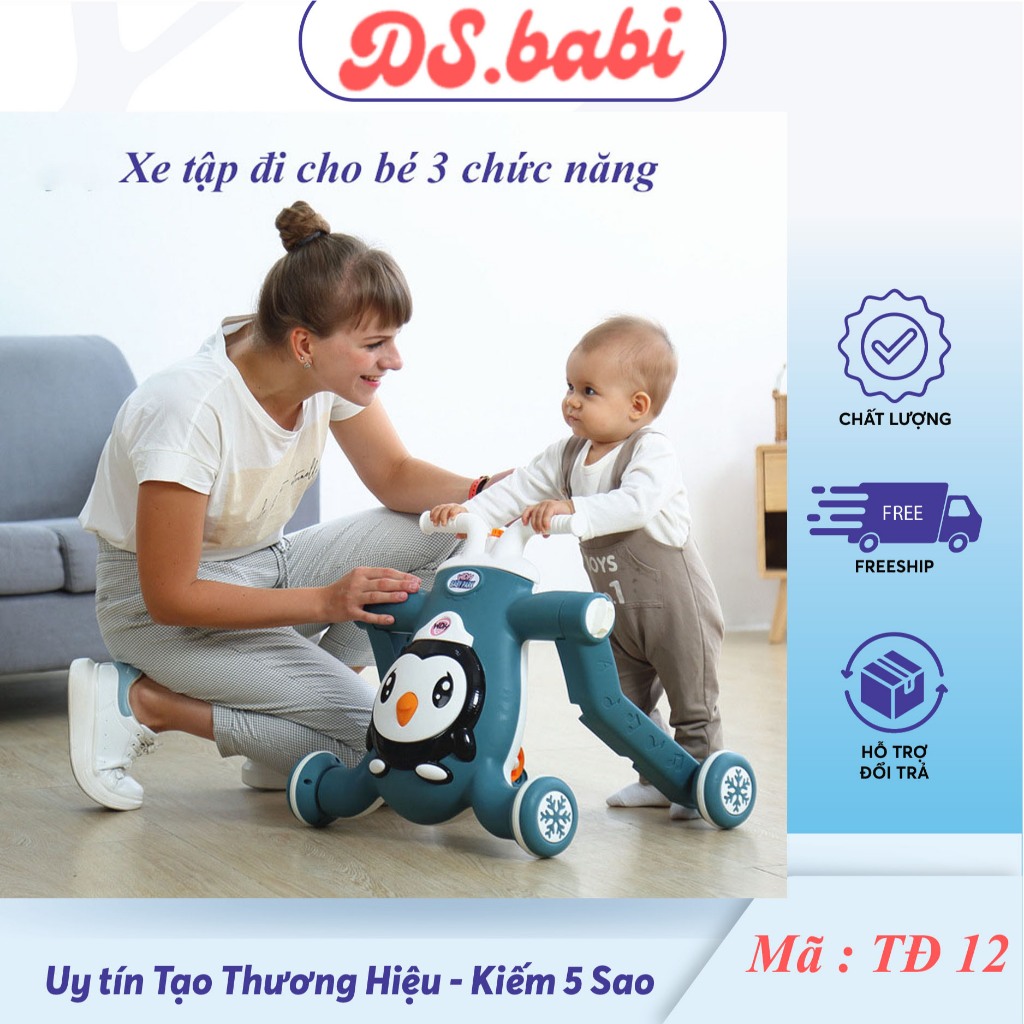 Xe tập đi cho bé 3 chức năng tập đi và scooter xe chòi chân có đèn nhạc