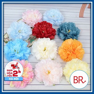 Đầu bông hoa mẫu đơn lụa 12cm loại đẹp - Hoa lụa, hoa giả phụ kiên trang trí oản, mẹt trung thu, lễ Tết 02077
