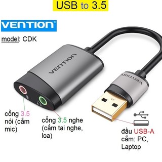 Usb to 3.5 Vention CDKH usb sound/ usb âm thanh cho máy tính/ laptop