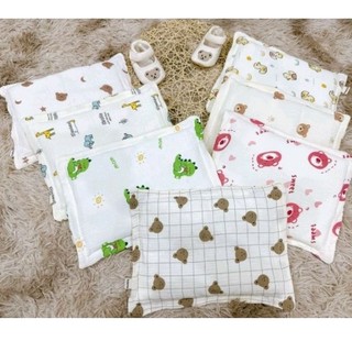 Gối xô sơ sinh, gối xô vuông muslin mềm mịn lõi bông thấm hút mồ hôi cho bé
