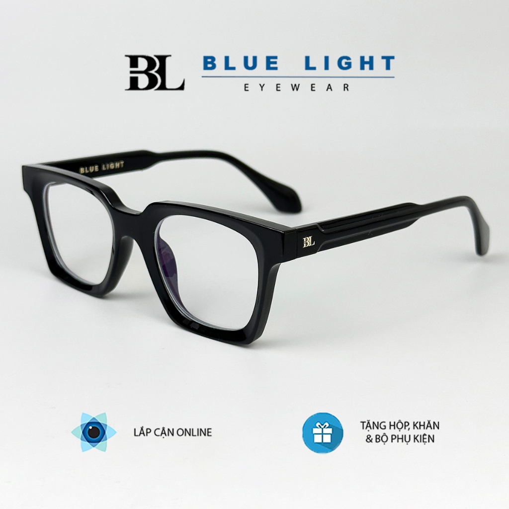 Gọng Kính Cận, Kính Giả Cận Nam Nữ BLUE LIGHT, Mắt Vuông Cứng Cáp, Gọng Nhựa Dày, Mắt Chống Ánh Sáng Xanh, Đen, Ombre