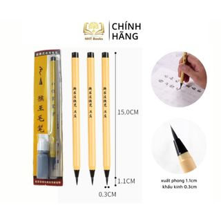 Bút Lông Bơm Mực Luyện Viết Chữ Hán Thư Pháp NHT Books, Chép Kinh Viết Sớ Kèm Lọ Mực