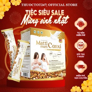 MATTI MUM CANXI Sữa hạt cho mẹ bầu và sau sinh 100% đạm thực vật đạt chứng nhận NON-GMO của Hoa Kỳ - Hộp giấy 14 gói