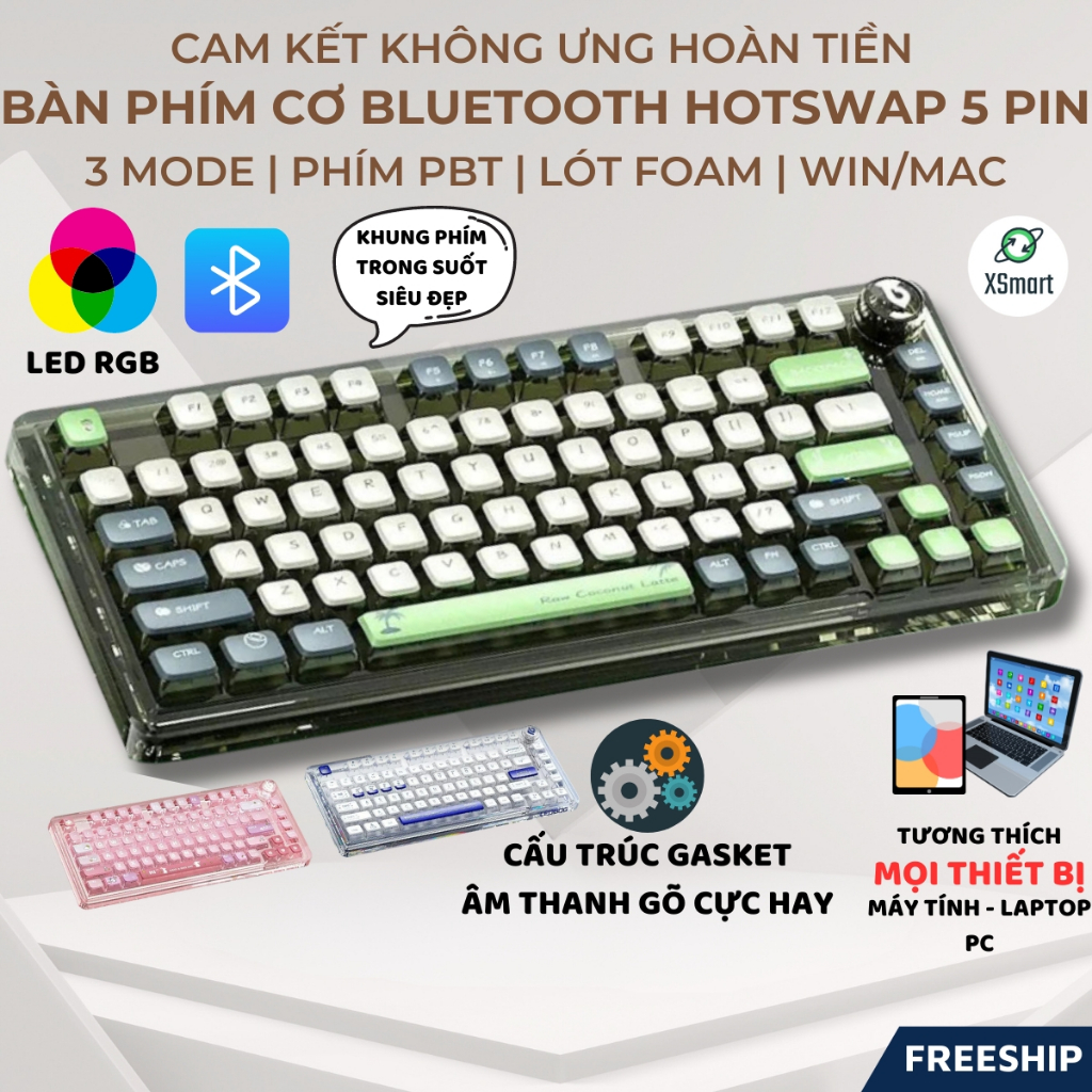 Bàn Phím Cơ Không Dây Bluetooth LEOBOG K81BT 3 Mode LED RGB Hotswap 5 Pin Cấu Trúc Gasket Lót Foam | BigBuy360 - bigbuy360.vn