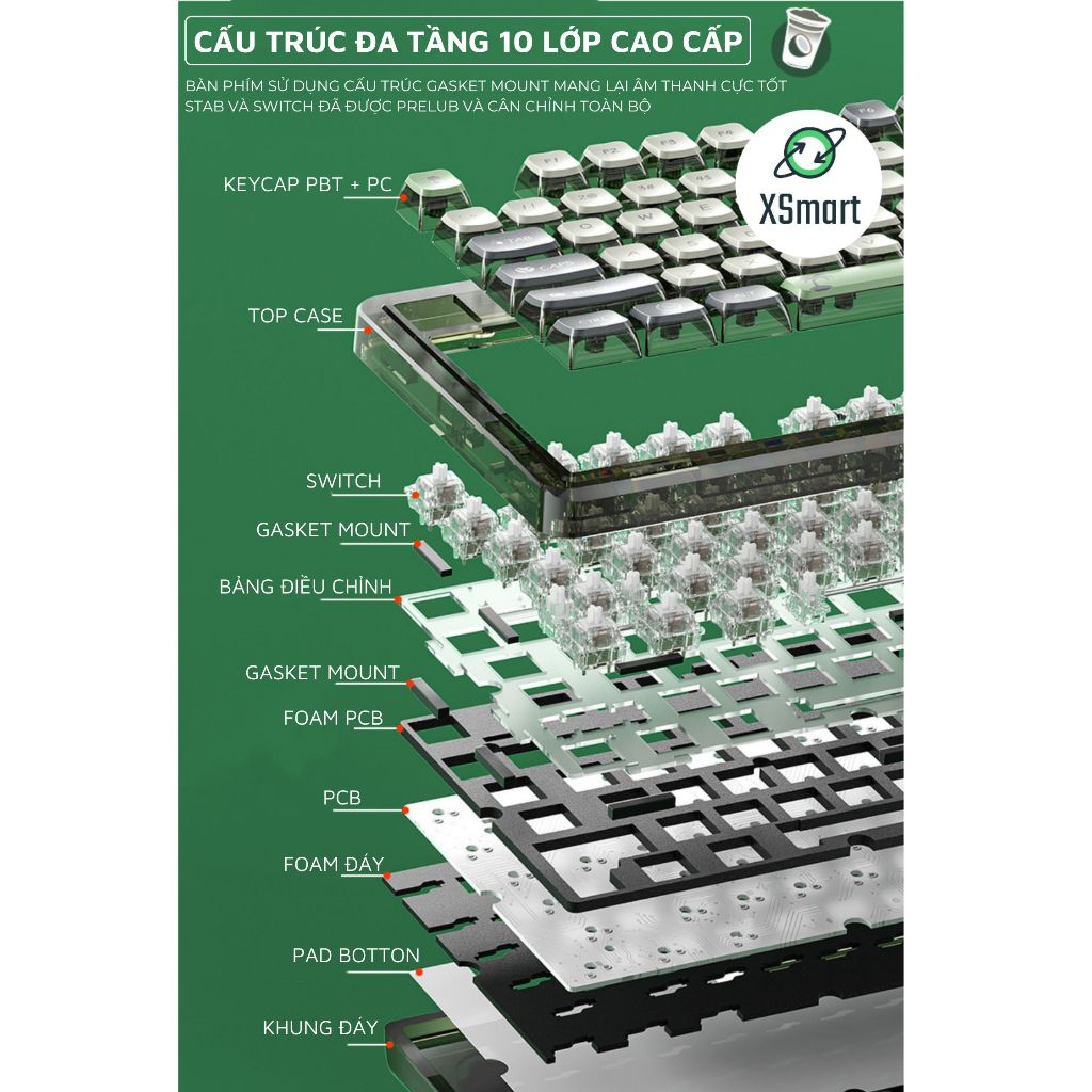 Bàn Phím Cơ Không Dây Bluetooth LEOBOG K81BT 3 Mode LED RGB Hotswap 5 Pin Cấu Trúc Gasket Lót Foam | BigBuy360 - bigbuy360.vn