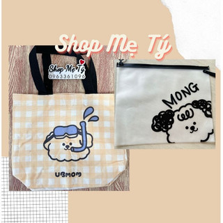 Túi vải bỉm sữa Canvas Ubmom họa tiết dễ thương cho mẹ và bé 20x30cm/ túi zip du lịch ub