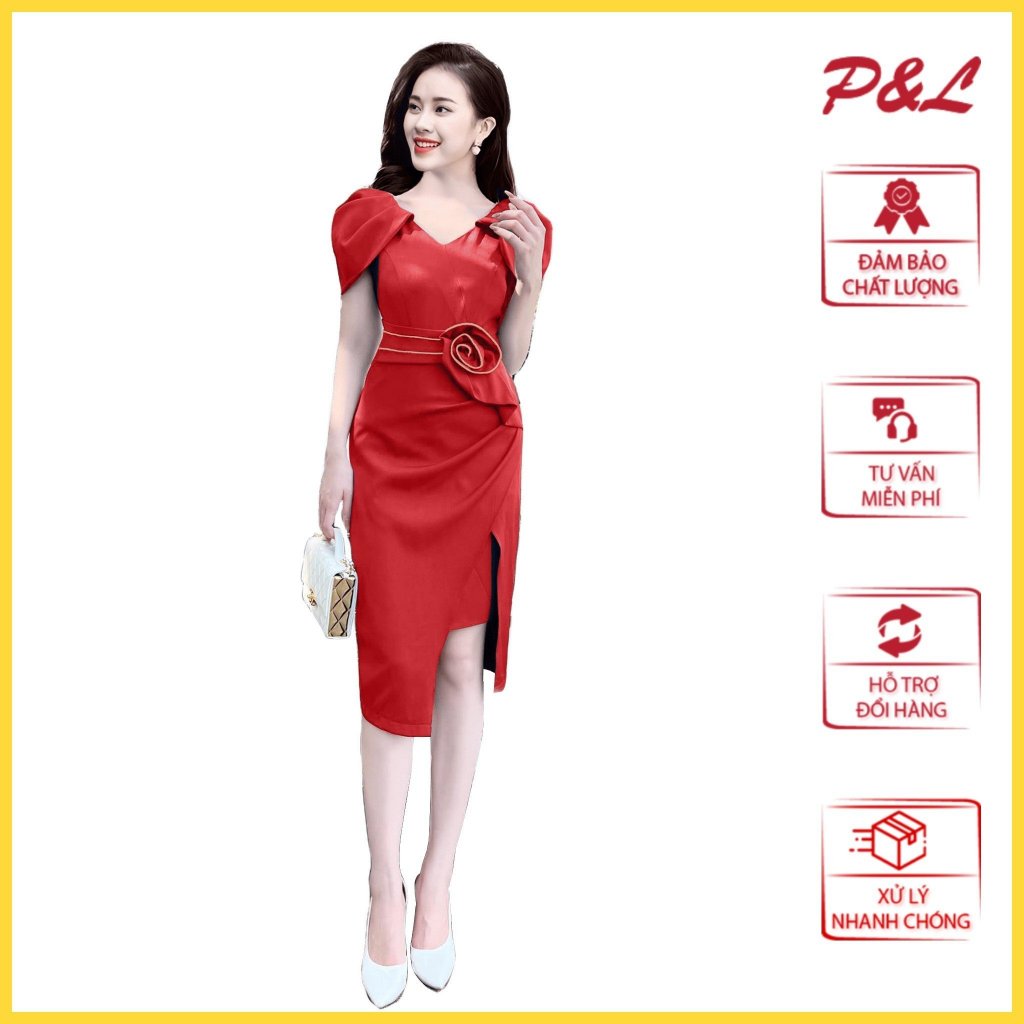 Váy Đầm Dự Tiệc Trung Niên BigSize Đi Cưới Thiết Kế Cao Cấp Đầm Đi Tiệc Đầm Ôm Bông Eo Viền Lé PL022