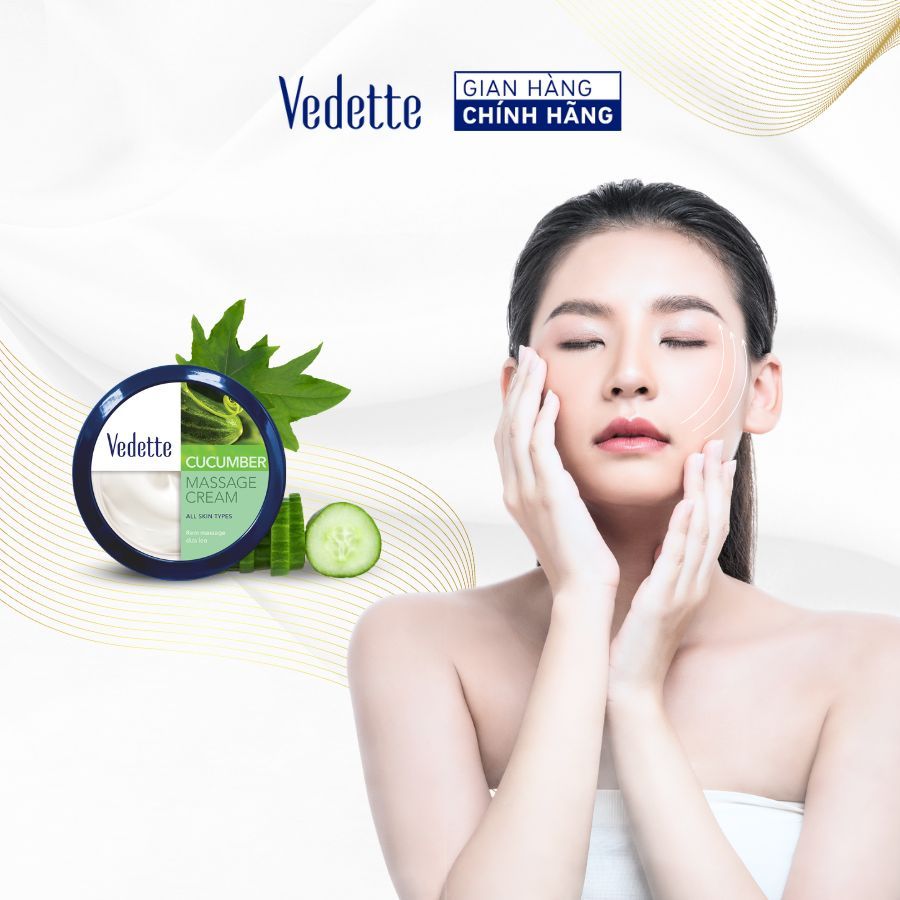 Kem massage mặt và body Dưa leo Vedette 145ml cấp ẩm, làm dịu da và se khít lỗ chân lông.