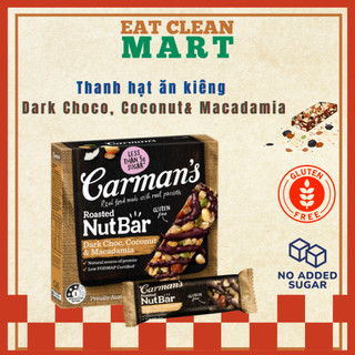 Thanh Hạt Ăn Kiêng Carman's Nut Bar Dark Choc Macadamia & Coconut - Chocolate Đen Macca & Dừa - 160g