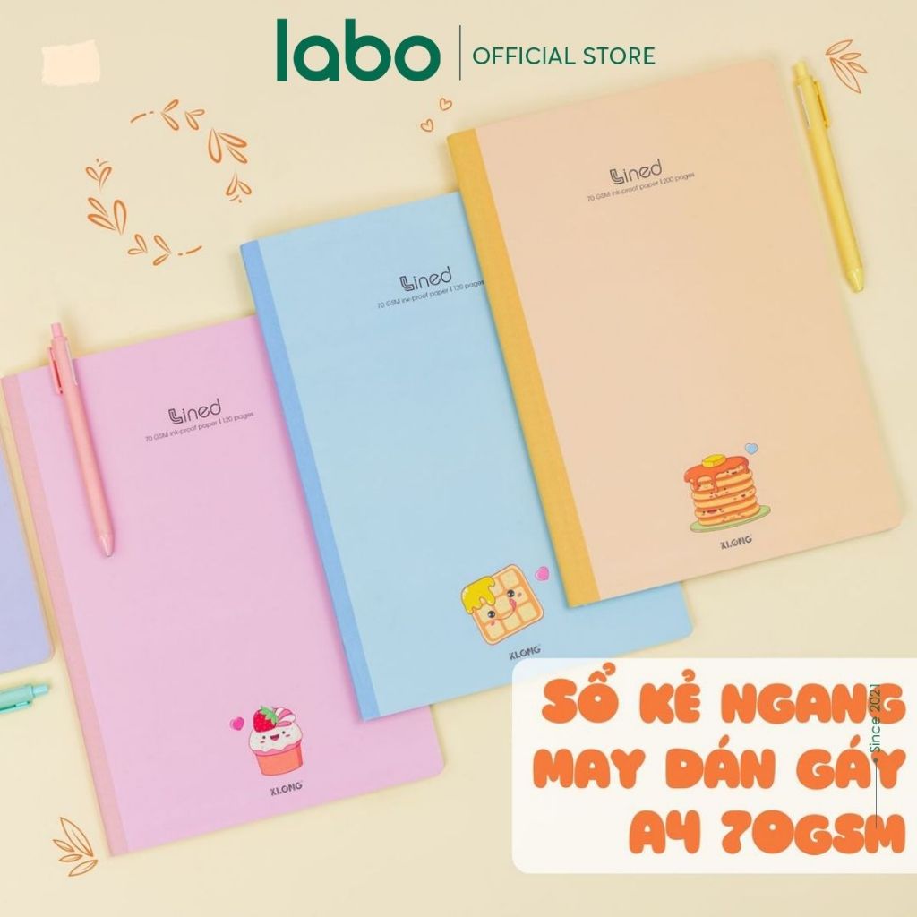 Sổ A4 Klong Kẻ Ngang May Dán Gáy 120, 200, 300 Trang