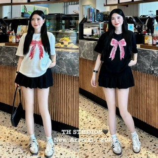 Set áo phông nơ + chân váy xoè chất umi xốp lên form đẹp
