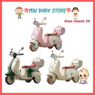 Xe máy điện vespa cho bé xe máy điện trẻ em có kết nối blutooth có đèn nhạc cốp để đồ mã 801