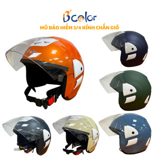 Mũ bảo hiểm 3/4 nhiều màu có kính chắn gió B'color
