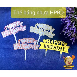 1 cái bảng thẻ nhựa Happy Birthday ⚡ HÀNG CAO CẤP ⚡ thẻ trang trí bánh sinh nhật với nhiều kiểu chữ bắt mắt