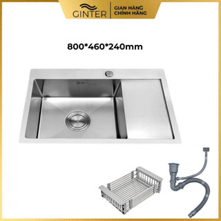 Chậu rửa bát 1 hố 1 bàn inox ,chậu rửa bát 1 hộc thiết kế thông minh kèm bàn 800x460mm