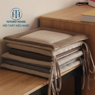Đệm lót ghế vải Cotton pha gai ruột mút xốp TOTORO HOUSE Nệm ngồi bệt decor phòng size 45x45cm êm ái