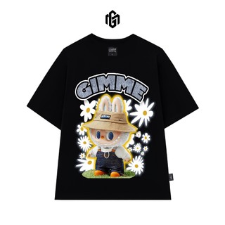 Áo thun gimme - oversize labubu hoa -cotton 250gsm 2 chiều - gmt58