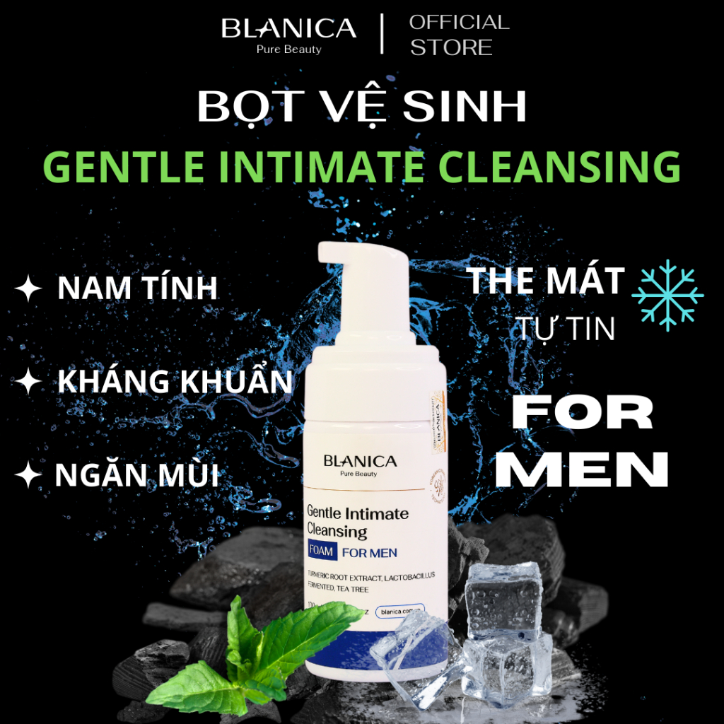 Bọt vệ sinh nam BLANICA chiết xuất lá trầu không, Dung dịch vệ sinh tạo bọt, tự tin nam tính 100ml