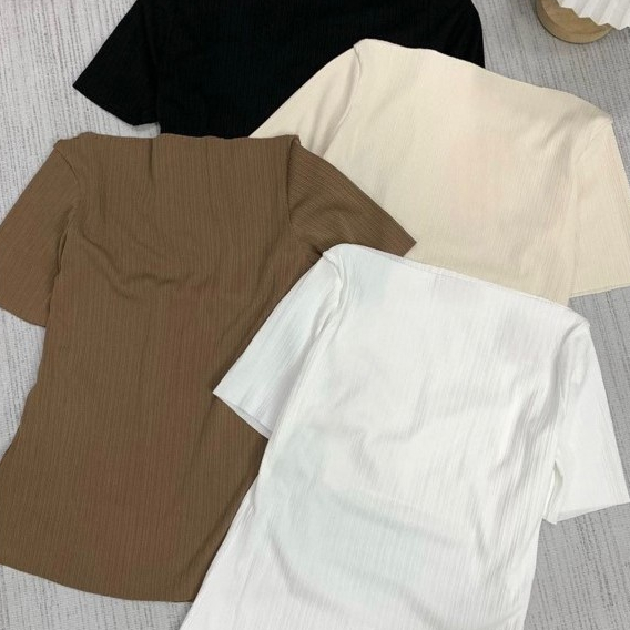 Áo trễ vai Beyo áo hở vai cổ thuyền thun tăm co dãn tay ngắn T004 | BigBuy360 - bigbuy360.vn