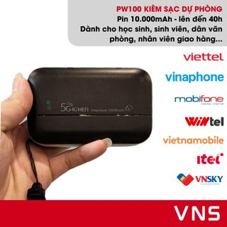 PW100 Cục Phát WIFI Bằng Sim 4G Kiêm Sạc Dự Phòng 10000mAh Pin 30-40h - Bảo Hành 6 Tháng