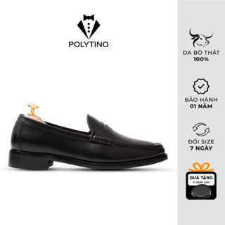 Giày Lười Nam Da Bò Loafer 2687 POLYTINO Giày Da Nam Không Dây Tăng Chiều Cao Tặng Lót Cao Su