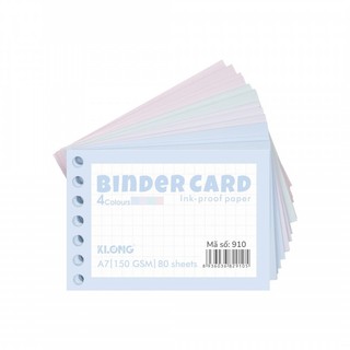 Tệp Binder Card 80 tờ A7 4 màu 150/76; KLONG 910