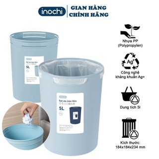  Sọt rác nhựa tròn Hiro thùng rác mini Inochi không nắp kháng khuẩn Ag+ tiêu chuẩn Nhật Bản 