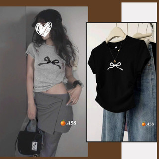 Áo thun babytee croptop tay ngắn sườn in nơ nhiều màu dáng ôm body chất bozip co giãn MÉN CLOTHING