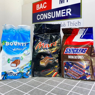 Hàng đức - chocolate snickers miniatures 220g/ nhân caramel đậu phộng thơm béo