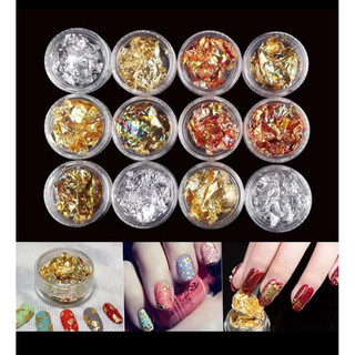 set giấy nhún vàng bạc ẩn nails