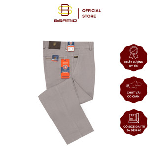 Quần Kaki Trung Niên Nam BSAMIO Màu Kem Cao Cấp Co Giãn Nhẹ Chất Vải Nhập Khẩu Ống Suông Có Size Đại