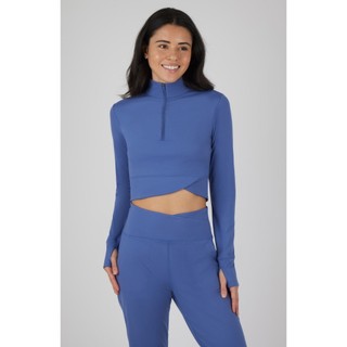 Áo thun thể thao dáng crop tay dài xỏ ngón nữ Y0galicious xuất khẩu