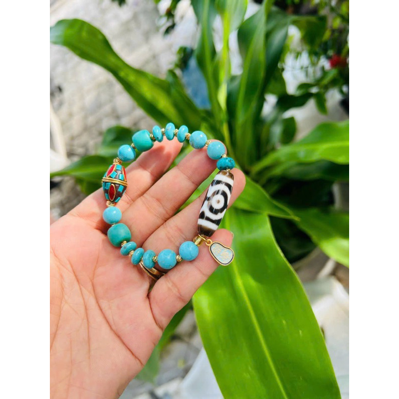 DZI 3 MẮT PHỐI LAM NGỌC