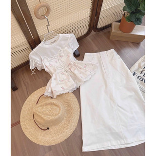 Set 3 món áo 2d + chân váy kaki 🎀