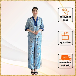 Đồ bộ nữ , Đồ bộ trung niên đủ size 40-80kg mặc thoải mái, thiết kế hoạ tiết sang đẹp, phù hợp quý cô sang trọng