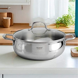 Nồi Canh, Nồi Lẩu, Nồi Luộc Gà, Nồi Chảo Lẩu Chockmen Size 24/26/30cm Đúc Nguyên Khối Inox 304
