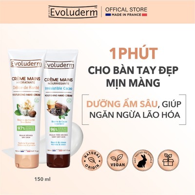 Kem dưỡng da tay mềm mịn và sáng Evoluderm, hand cream dưỡng ẩm da tay, dưỡng tay mềm mịn 150ml