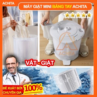 Máy giặt mini Achita G60 xoay tay đánh bay vết bẩn và bảo vệ sợi vải, máy vắt quần áo tay quay thủ công vắt kiệt nước