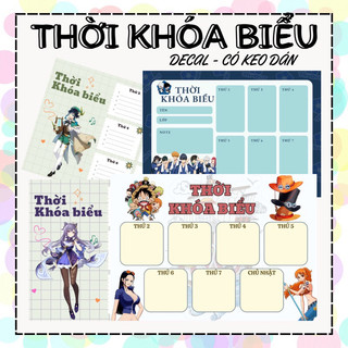 [1 tờ a5 decal] thời khoá biểu anime (one piece, kimetsu, hakiyuu, bluelock…)