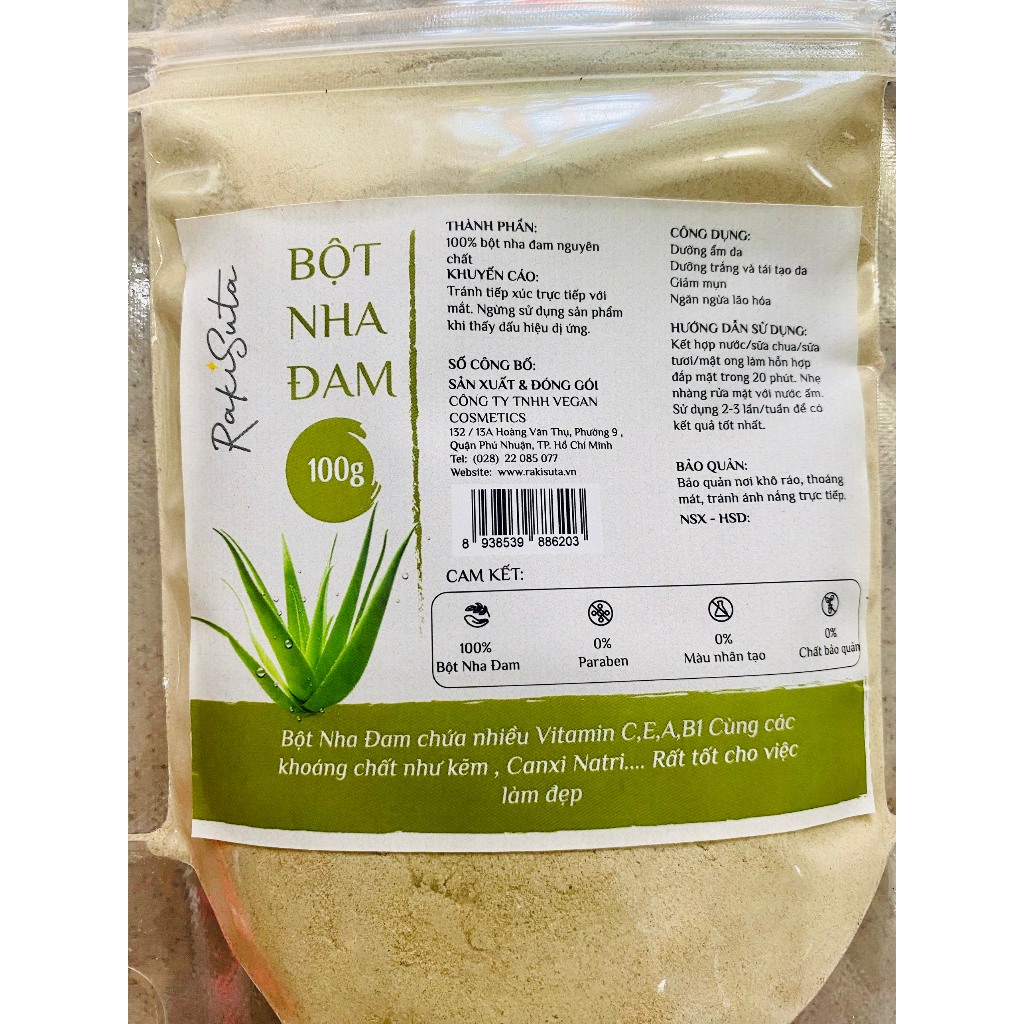 Bột đắp mặt nha đam , đất xét , hạt ngũ hoa , hoa hồng nguyên chất RAKISUTA , dưỡng da 100g