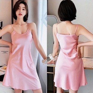 👉 MẪU HOT 👉 Đầm Ngủ Trơn 2 Dây Chất Lụa Satin Mềm Mát Kiểu Dáng Basic Phong Cách Quyến Rũ