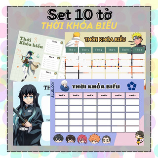 [Set 10 tờ] Thời khoá biểu Anime nhiều mẫu (OP,Gen,Kimetsu,…)