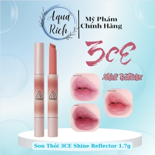 Son Thỏi 3CE Shine Reflector 1.7g [Coldest - Softest - Lilac Glaze - Nectar]