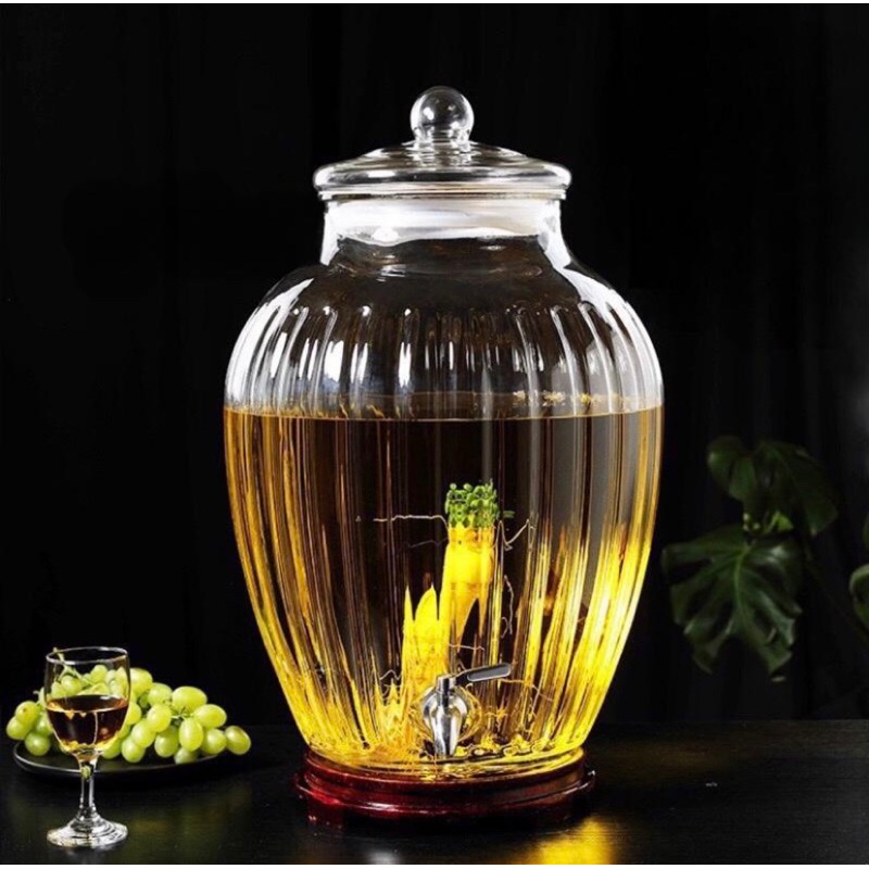 Bình Thuỷ Tinh Ngâm Rượu Dáng Bí Sọc 10Lít- 15Lít