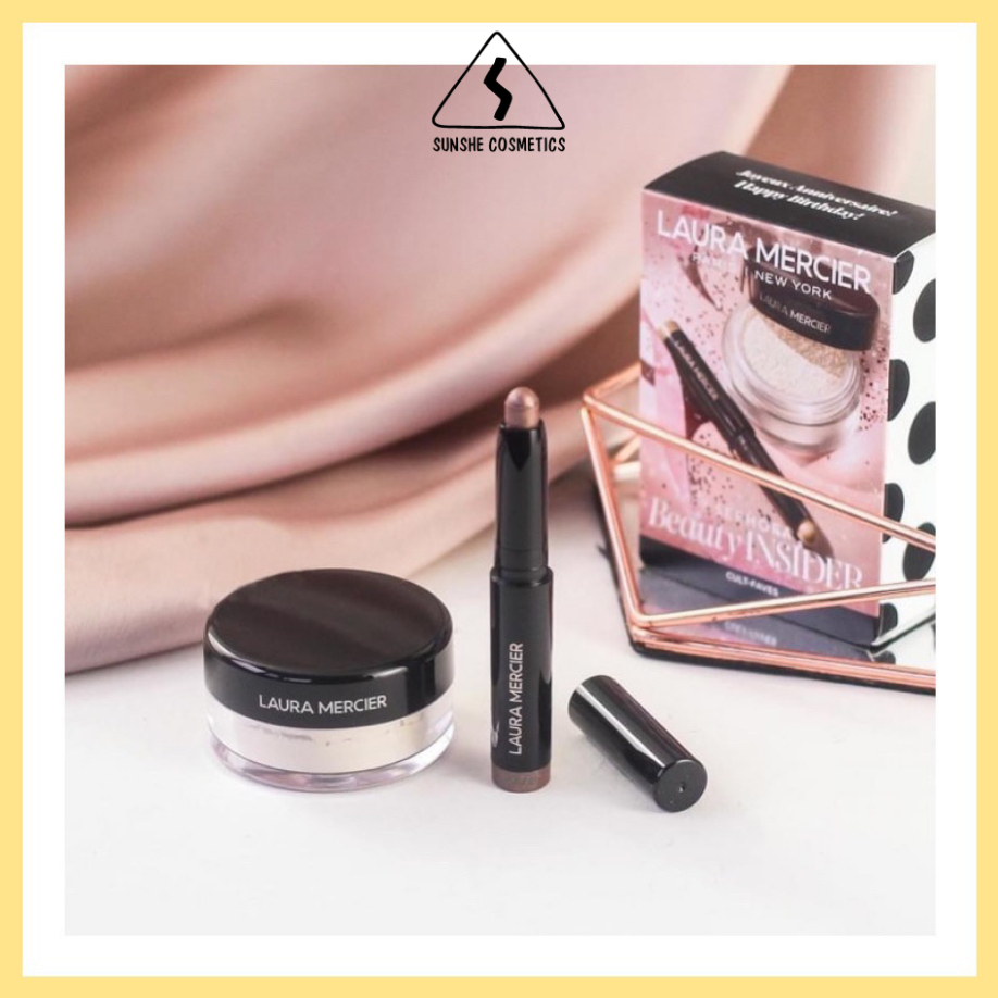 Set phấn phủ và kẻ mắt Laura Mercier (Phấn Phủ Translucent Loose Setting Powder 5g + Caviar Stick Eye Color 1g)