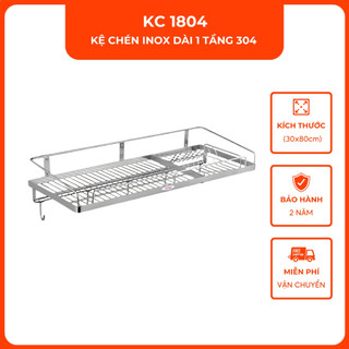 Kệ chén dày 1 tầng inox 304 VINA KC 1804, size 30x80cm